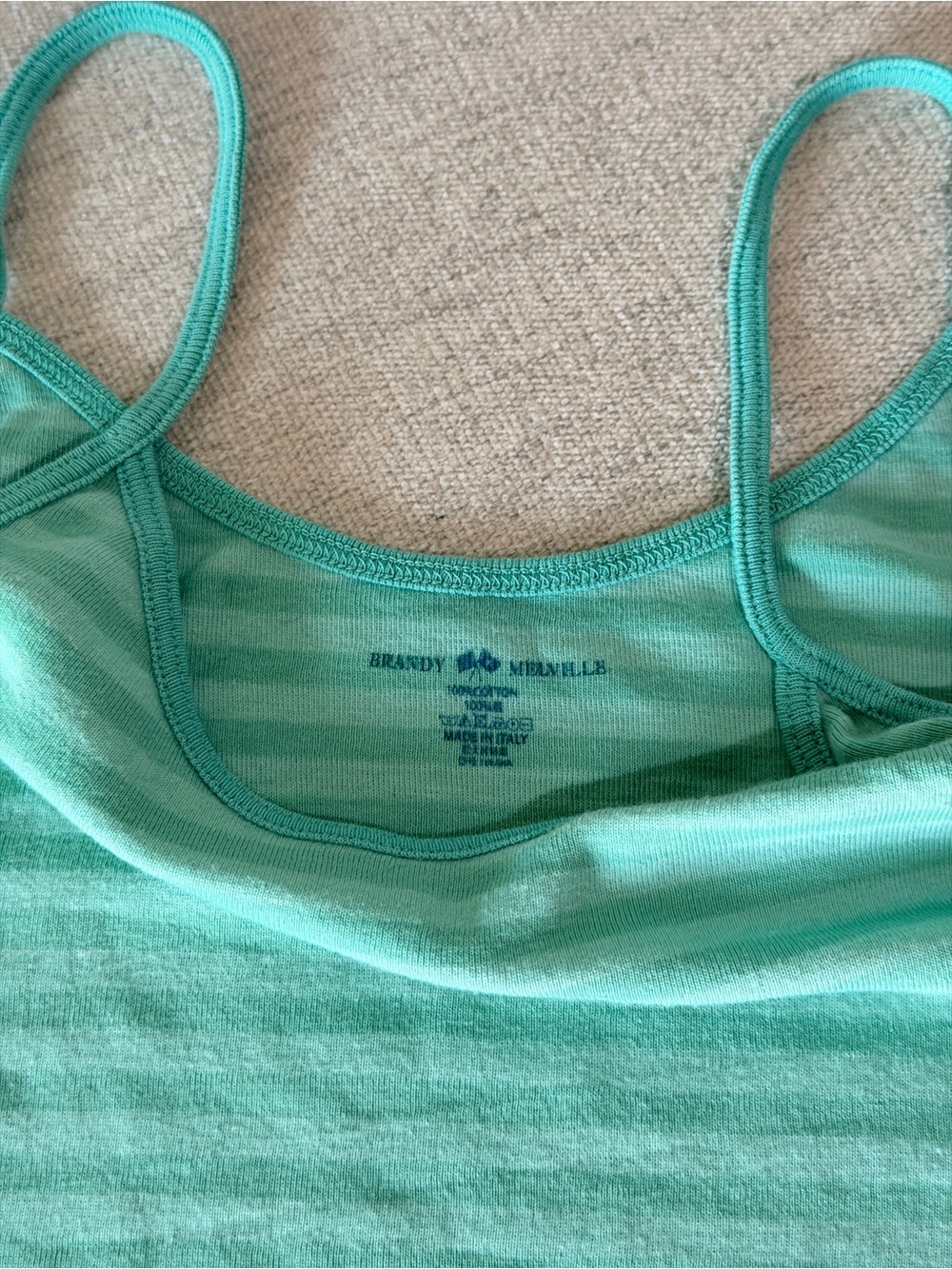 Brandy Melville Teal Striped Tank Top - Picture 2 of 2